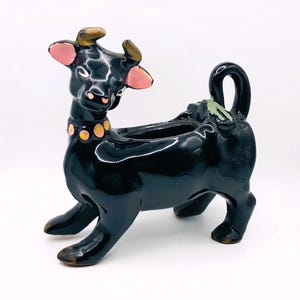 Vintage Cow Planter, Black Cow Planter, Cow Decor, Kitchen Cow Decor, Kitschy Decor, Cow Indoor Planter