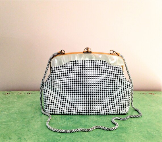 Vintage Mesh Handbag, White Mesh Handbag, House o… - image 1