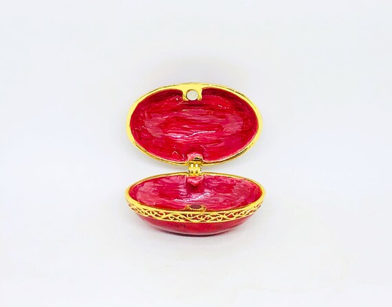 Vintage Enamel Egg, Egg Box, Red Enamel Egg, Reli… - image 6