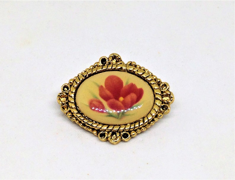 God/'s Protection Pin Blessing Brooch Vintage Blessing Pin Flower Brooch Red Floral Pin Religious Brooch Prayer Pin