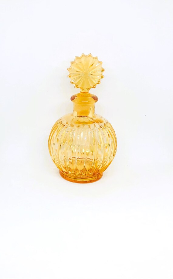 Vintage Perfume Bottle, Ribbed Perfume Bottle, Topaz … Gem