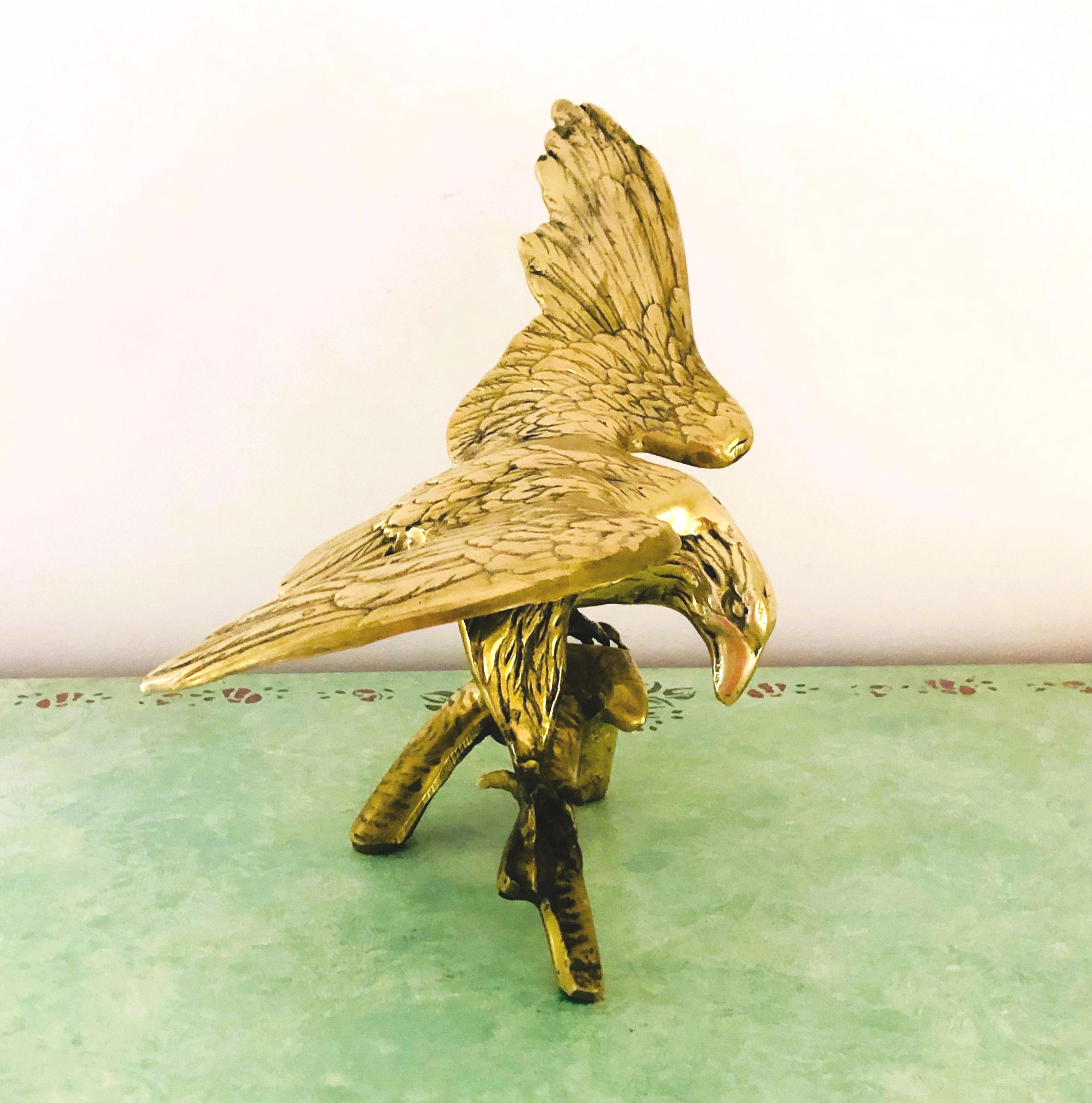 Vintage Brass Eagle Statue: Large Eagle in Flight Sculpture - Etsy