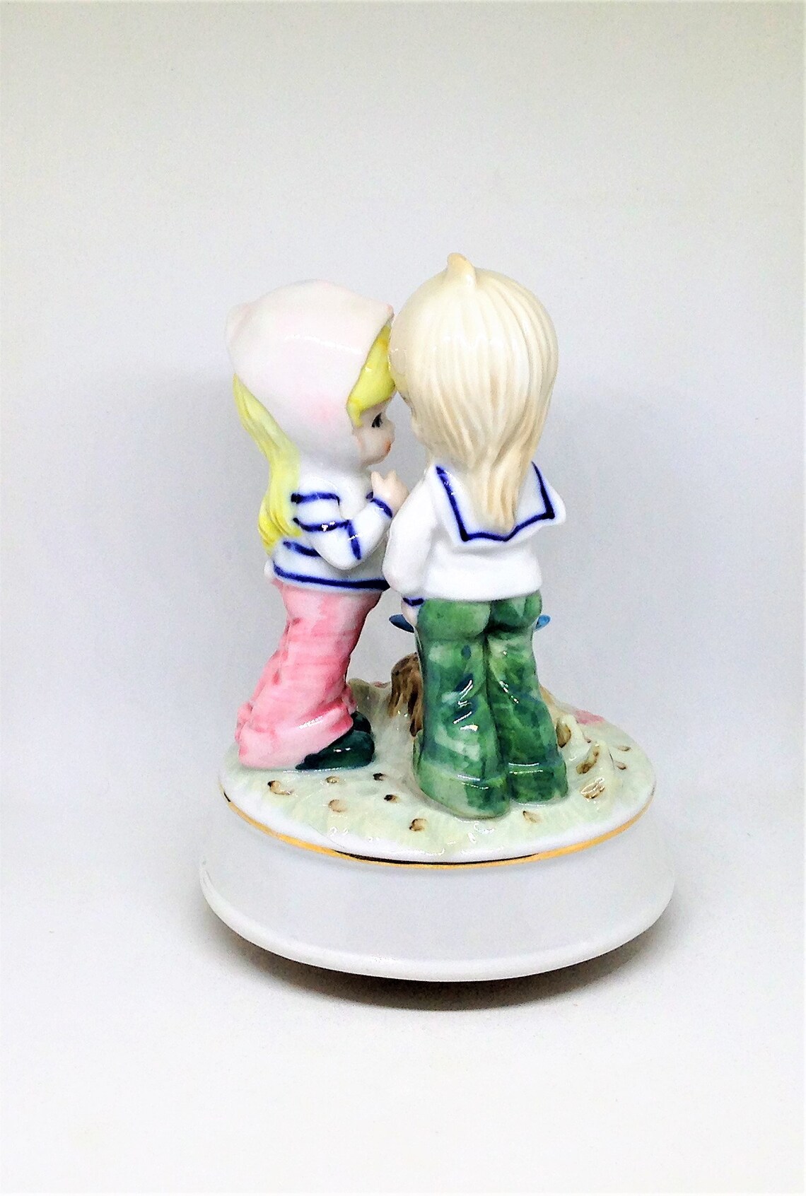 Vintage Music Box Musical Figurine Boy Girl Music Box Etsy