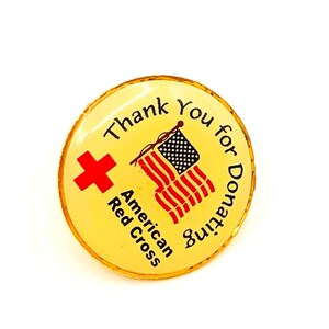 Vintage American Red Cross Pin, Vintage Red Cross Brooch, Red Cross Enameled Pin, Collectible Red Cross Pin, Thank You for Donating