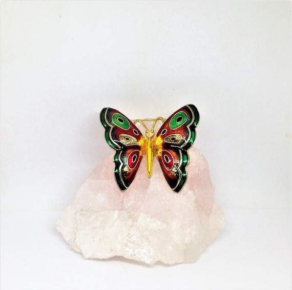 Vintage enamel butterfly brooch deals