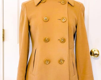 Chaqueta cruzada de lana color camel de Vintage Express