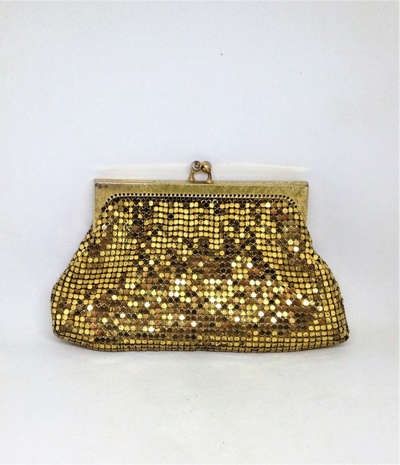 Vintage Whiting and Davis, Gold Mesh Purse, Gold … - image 1