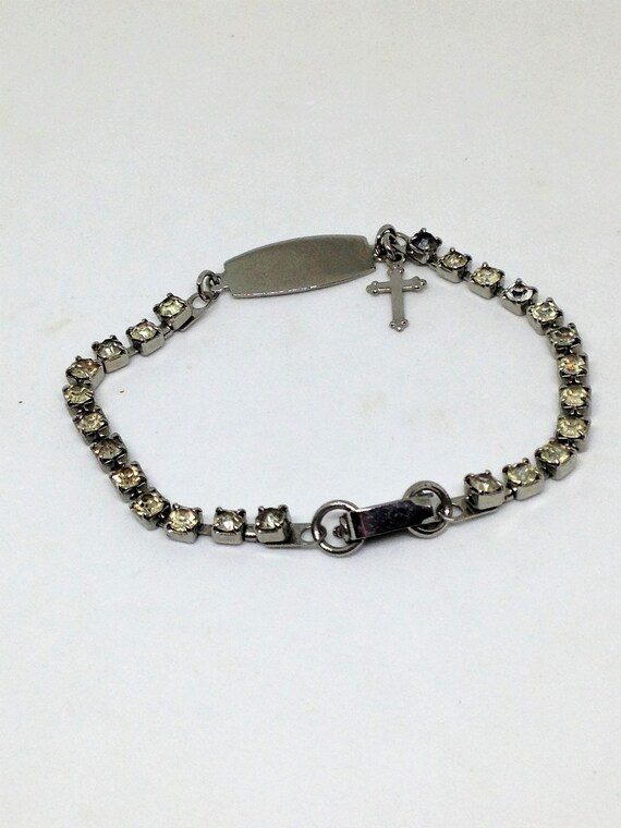 Religious ID Rhinestone Bracelet, Monogram Bracel… - image 3