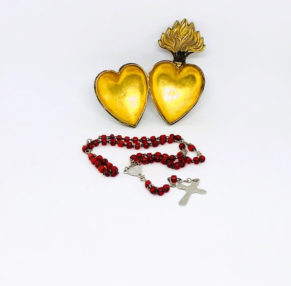 Vintage Sacred Heart, Sacred Heart Locket, Rosary… - image 10