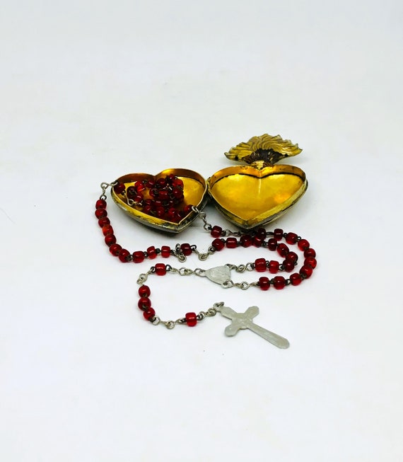 Vintage Sacred Heart, Sacred Heart Locket, Rosary… - image 7