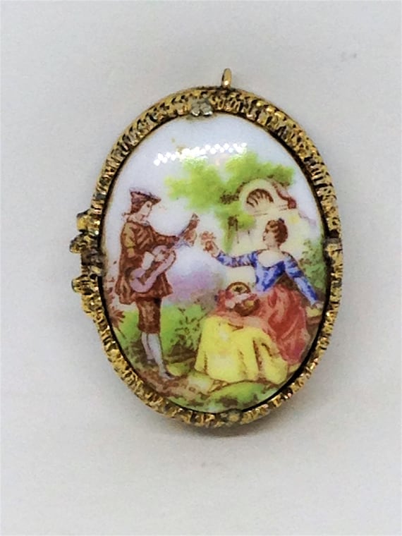 Victorian Cabochon, Victorian Couple Pendant, Vic… - image 3