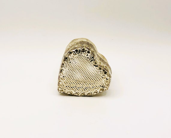 Vintage Silver Metal Mesh Heart Trinket Box, Hear… - image 8