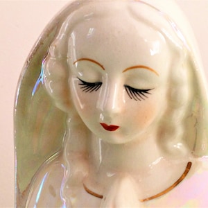 Virgin Mary Planter, Lusterware Madonna Planter, Religious Decor, Religious Planter, Praying Madonna, Religious Madonna Decor, Mary Planter
