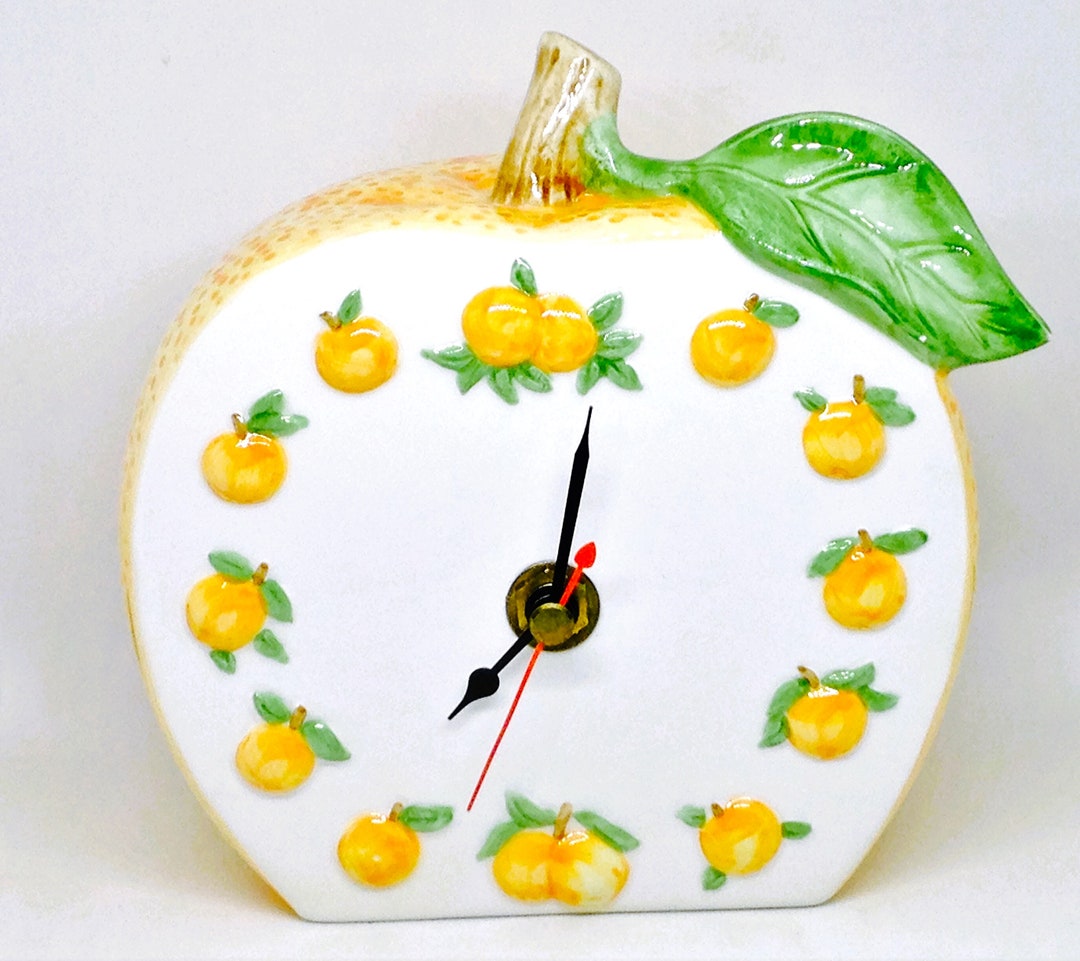 Vintage Clock Kitschy Clock Kitchen Clock Orange Clock Mid Etsy