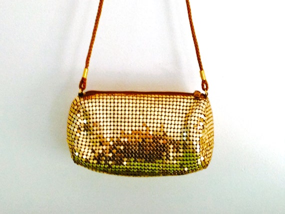 Vintage Mesh Handbag, Gold Metal Mesh Purse, Gold… - image 1