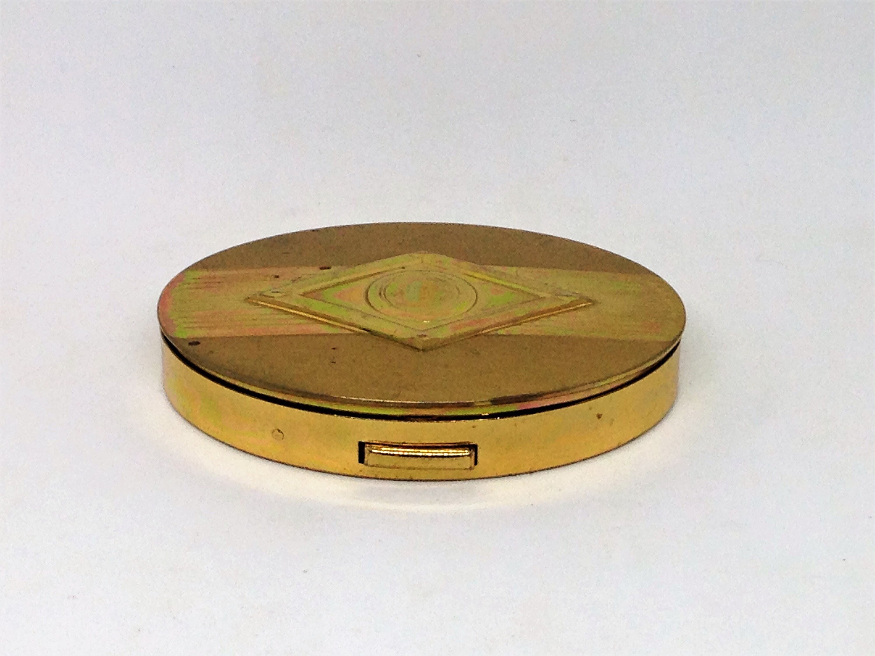 Vintage Richard Hudnut Gold Oval Powder Compact: Mid-century