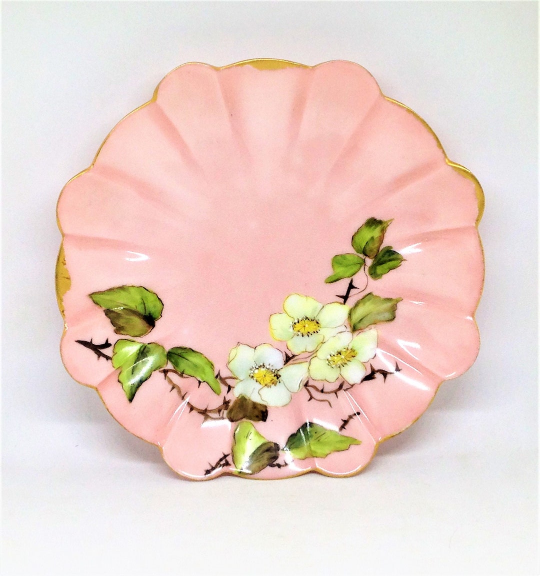 Vintage Limoges, T and V Limoges, Pink Limoges Dish, Pink Floral