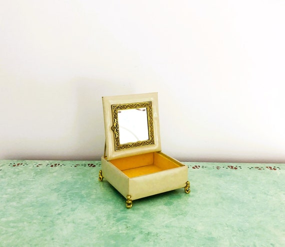 Vintage Jewelry Box, Mirrored Jewel Box, Vanity B… - image 1
