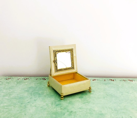 Boîte à Bijoux Souvenir D'Espagne Sous Verre Avec Miroir - Vintage - Occasion