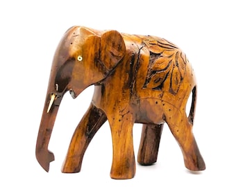 木彫りの大きい象チーク材 木彫りの大きい象チーク材 金属製の象の彫刻 木製フレーム付き アフリカ