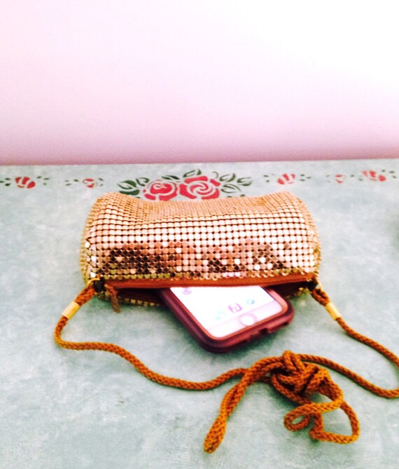 Vintage Mesh Handbag, Gold Metal Mesh Purse, Gold… - image 5
