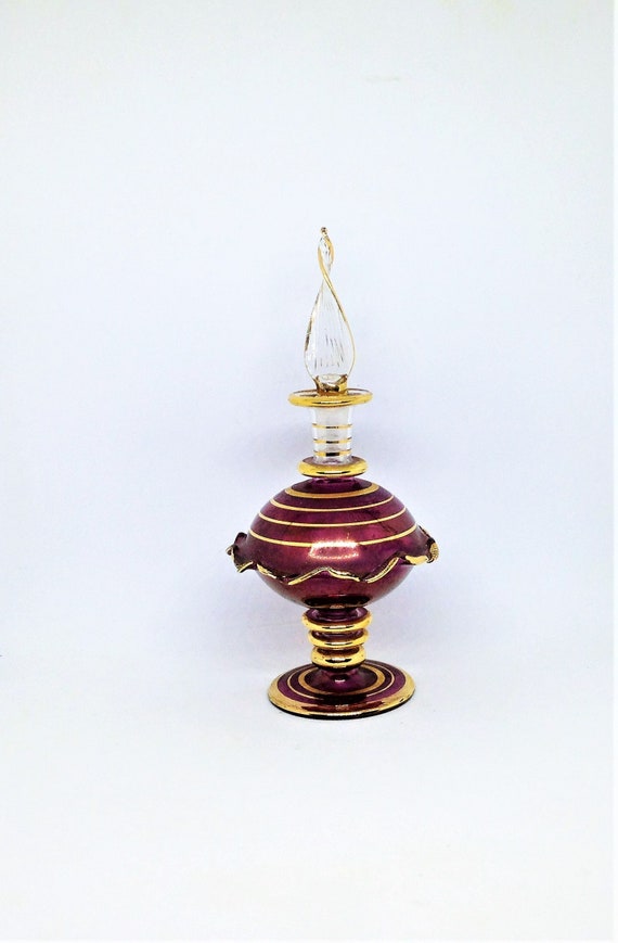 Vintage Perfume Bottle, Amethyst Glass Perfume Bot