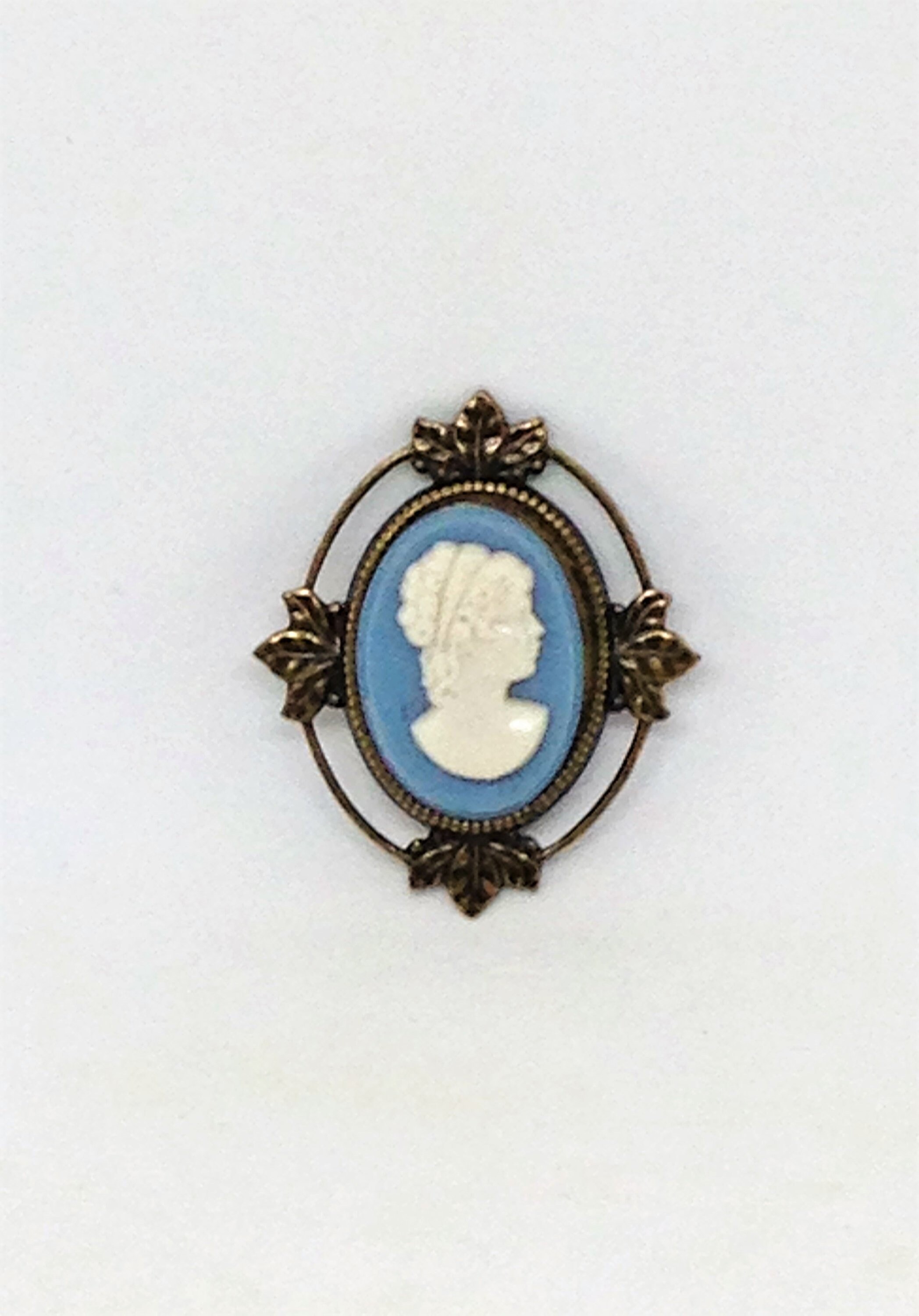 Vintage Cameo Brooch Blue and White Cameo Victorian Lady | Etsy