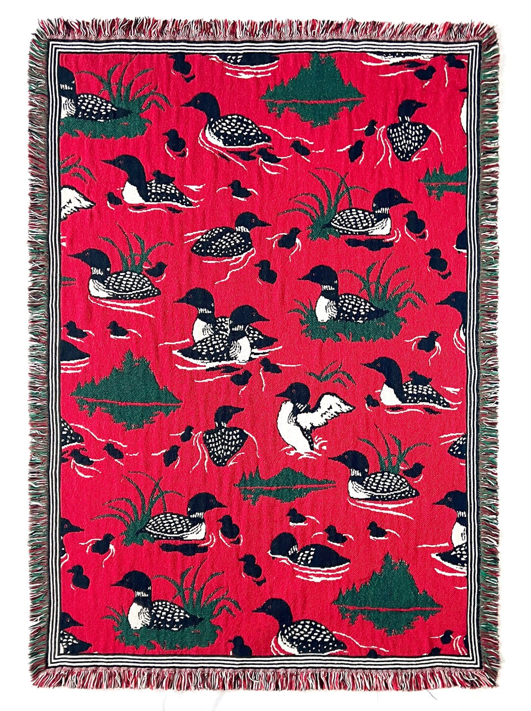 Loon Vintage Woven Cotton Throw 1990s Vintage Throw Blanket Etsy