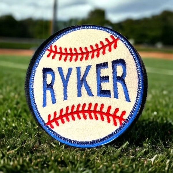 Personalized Baseball Patch, 2 inch for Hat 3, 4, or 5 inch Embroidered Patch, Iron On, Sew On, Perfect for Backpack, jacket, Cap or Bat Bag