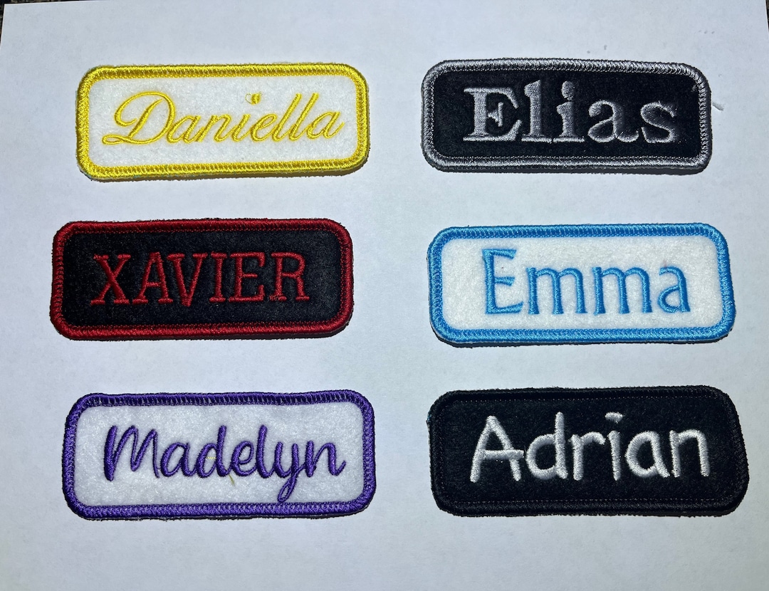 Name Tag 1.5x4 Embroidered Patch Iron on or Sew on Jacket Patch