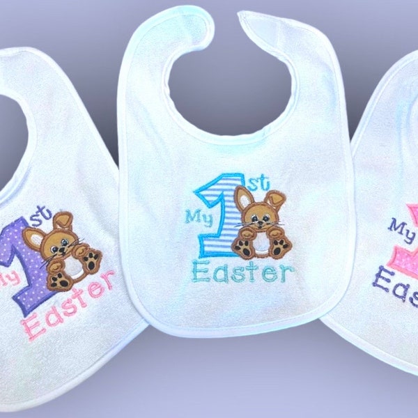 My first Easter bib, personalized embroidered holiday bib Easter Gift Easter Bunny gift for her gift for him baby gift Easter basket stuffer