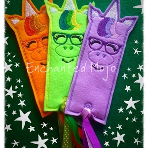 Unicorn Book Mark & Unicorn with Glasses In the Hoop Embroidery Machine  File