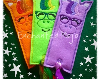 Unicorn Book Mark & Unicorn with Glasses In the Hoop Embroidery Machine File