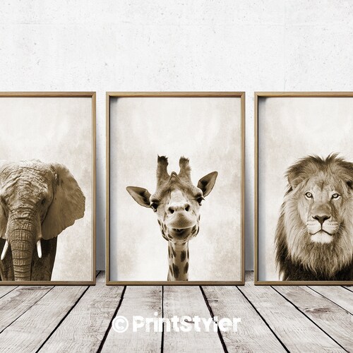 Sepia Nursery Art Sepia Safari Nursery Prints Sepia Wall Etsy