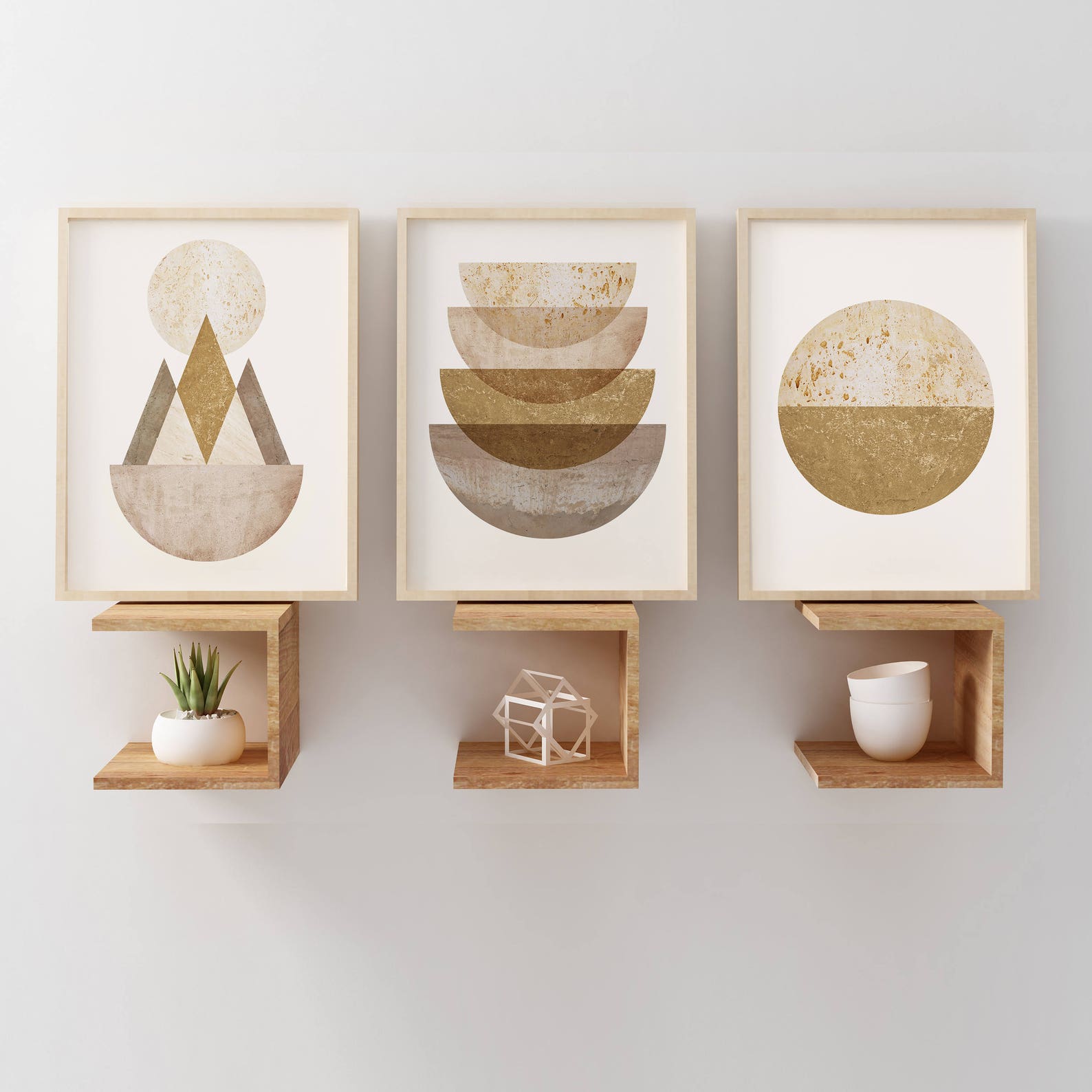 Gold Wall Art Prints Abstract Art Prints Geometric Decor Etsy