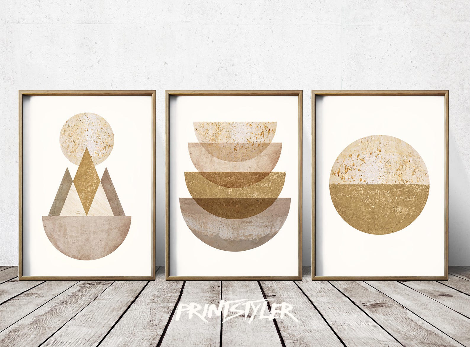 Gold Wall Art Prints Abstract Art Prints Geometric Decor Etsy
