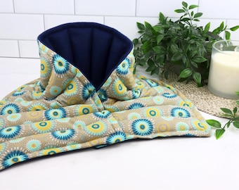 Heated Neck Wrap for Relaxation.  Microwaveable Rice Heating Pad or Cool Pack. Get Well or Wellness Gift.