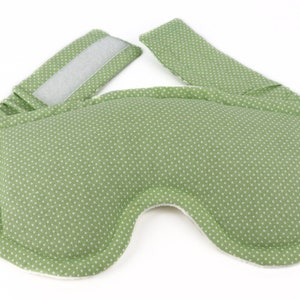Eye & Sinus Rice Heating Pad or Cool Pack for Relief Great Spa Gift for Her Eye Pillow includes adjustable Straps. 2- Sage Polka Dot