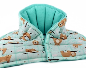 Heated Neck Wrap for Natural Relief and Comfort. Microwavable Flax & Rice Heating Pad. Wide Luxurious Neck Warming Pillow for Relaxation.