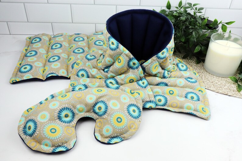 Relaxation Gift Set for Heat Therapy & Comfort. Microwave Rice Heating Pad, Neck Wrap and Eye Pillow 6- Restful Medallion