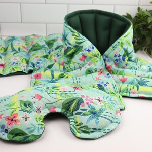 Relaxation Gift Set for Heat Therapy & Comfort. Microwave Rice Heating Pad, Neck Wrap and Eye Pillow 9- Tropical Comfort