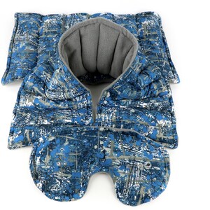 Coffret cadeau détente de 3. tour de cou pour micro-ondes, grand coussin chauffant et oreiller pour les yeux. 8- Blue/Gray Splash