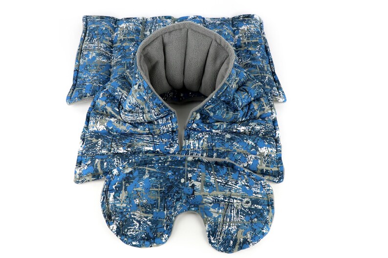 Relaxation Gift Set for Heat Therapy & Comfort. Microwave Rice Heating Pad, Neck Wrap and Eye Pillow 8- Blue/Gray Splash