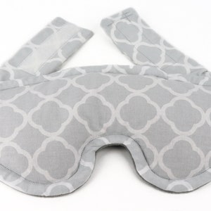 Eye & Sinus Rice Heating Pad or Cool Pack for Relief Great Spa Gift for Her Eye Pillow includes adjustable Straps. 5- Gray Quatrfoil