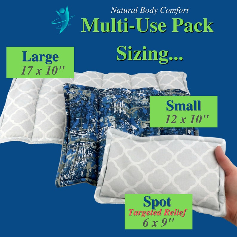 Microwave Heating Pad for Relief, Muscle Discomfort and Relaxation. Reusable Flax-Rice Heat Pack Size & Fabric Options image 2