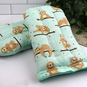 Heat Therapy Hand Warming Mitts. Microwaveable Flax & Rice Bag. (Set of 2) 7- Yoga Sloth