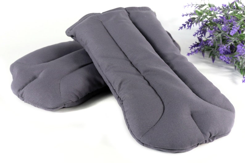 Heat Therapy Hand Warming Mitts for Discomfort & Relief. Microwave Heating Pad for the Entire Hand Set of 2 7- Solid Gray