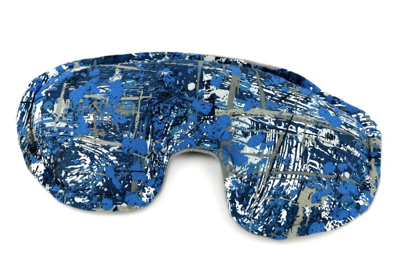 Weighted Eye Pillow filled with Flaxseed & Rice. Microwave Heating Pad or Cool Compress. Self Care, Yoga Eye Pillow, FREE Shipping! 8- Blue/Gray Splash