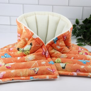 Heated Neck Wrap for Natural Relief, Discomfort and Self Care. Microwavable Flaxseed & Rice Heating Pad. Relaxation Gift for Her.