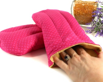 Microwave Hand Warmer Mitts for Pain Relief & Relaxation. Heat Therapy Rice bag, Gift for Him or Her, Arthritis, RA. (Set of 2)